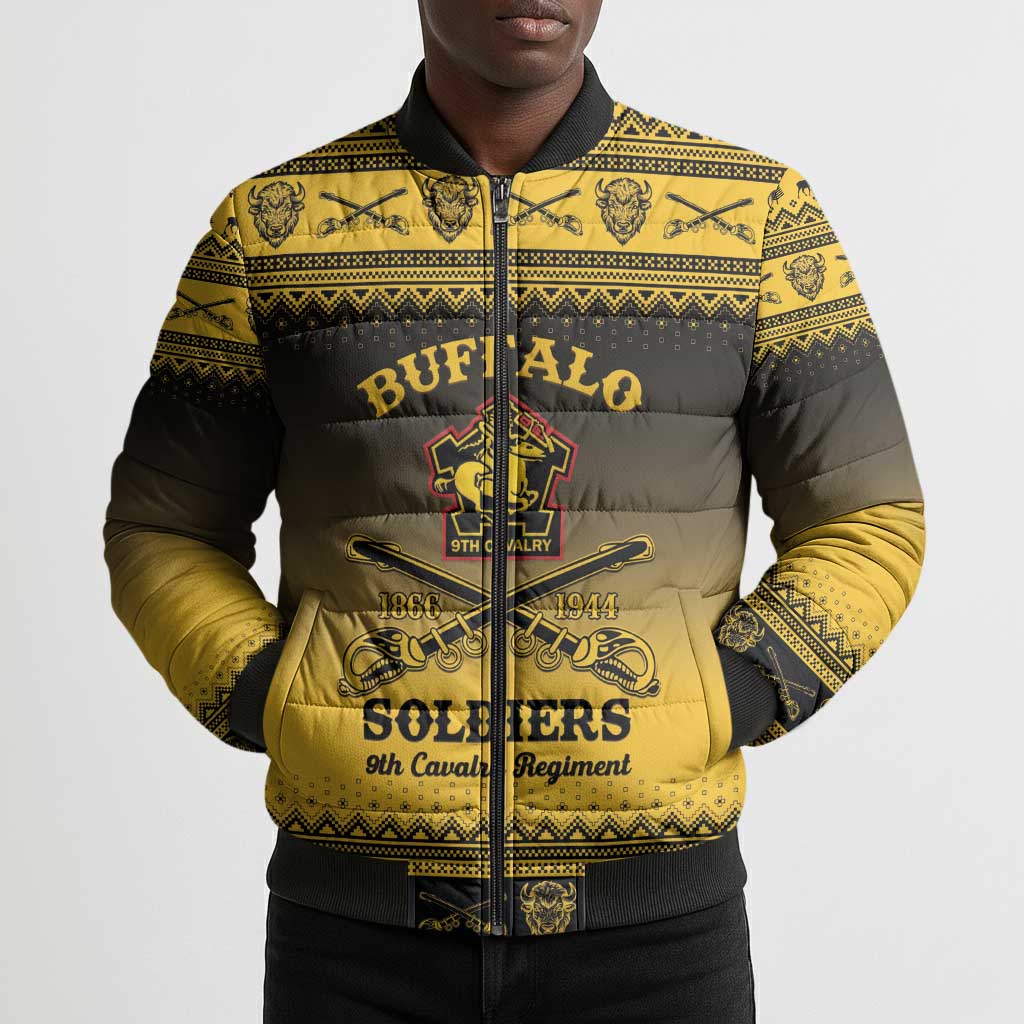 Buffalo Soldiers Christmas Bomber Puffer Jacket 9th Cavalry Regiment