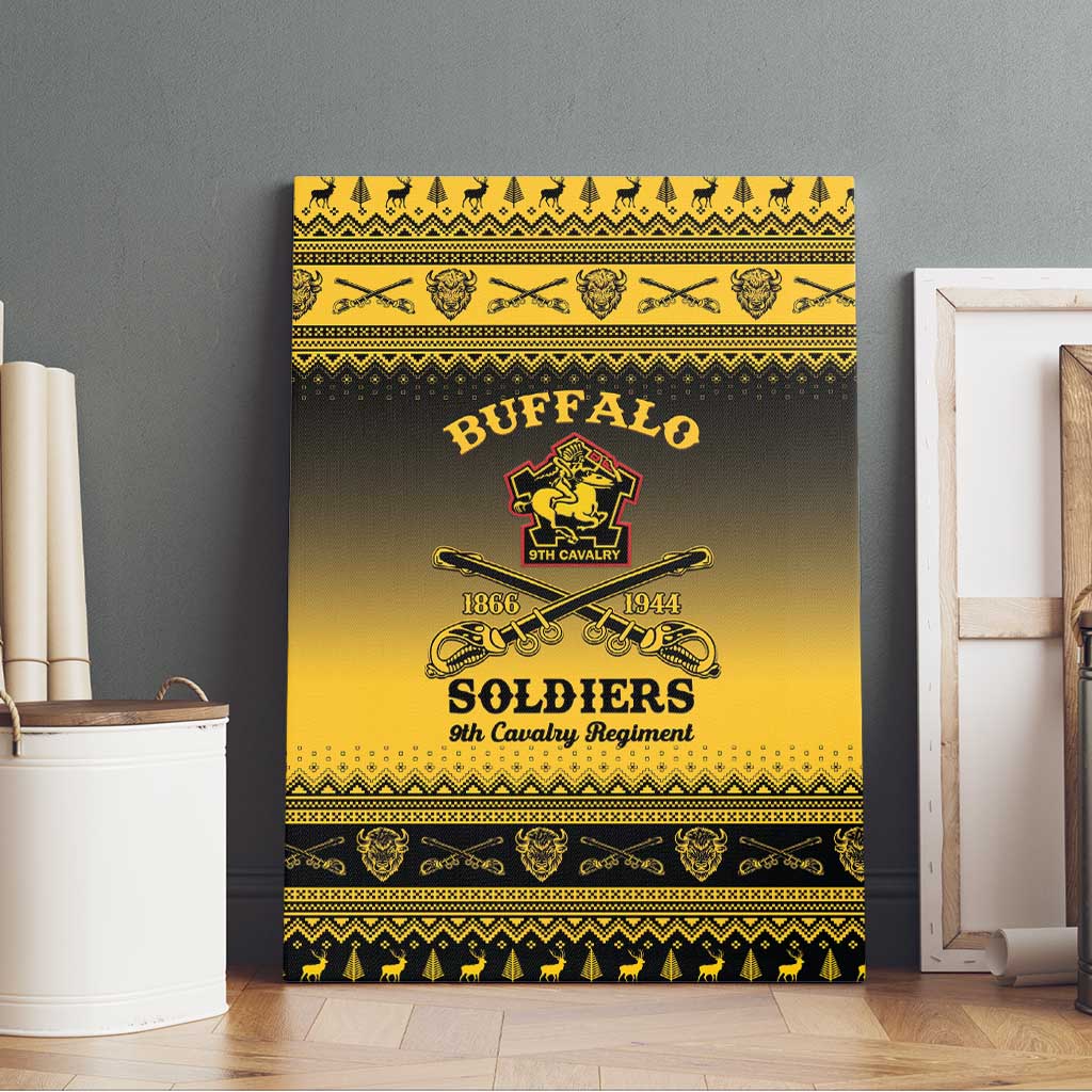 Afro Christmas Buffalo Soldiers Canvas Wall Art 9th Cavalry Regiment - African Pride