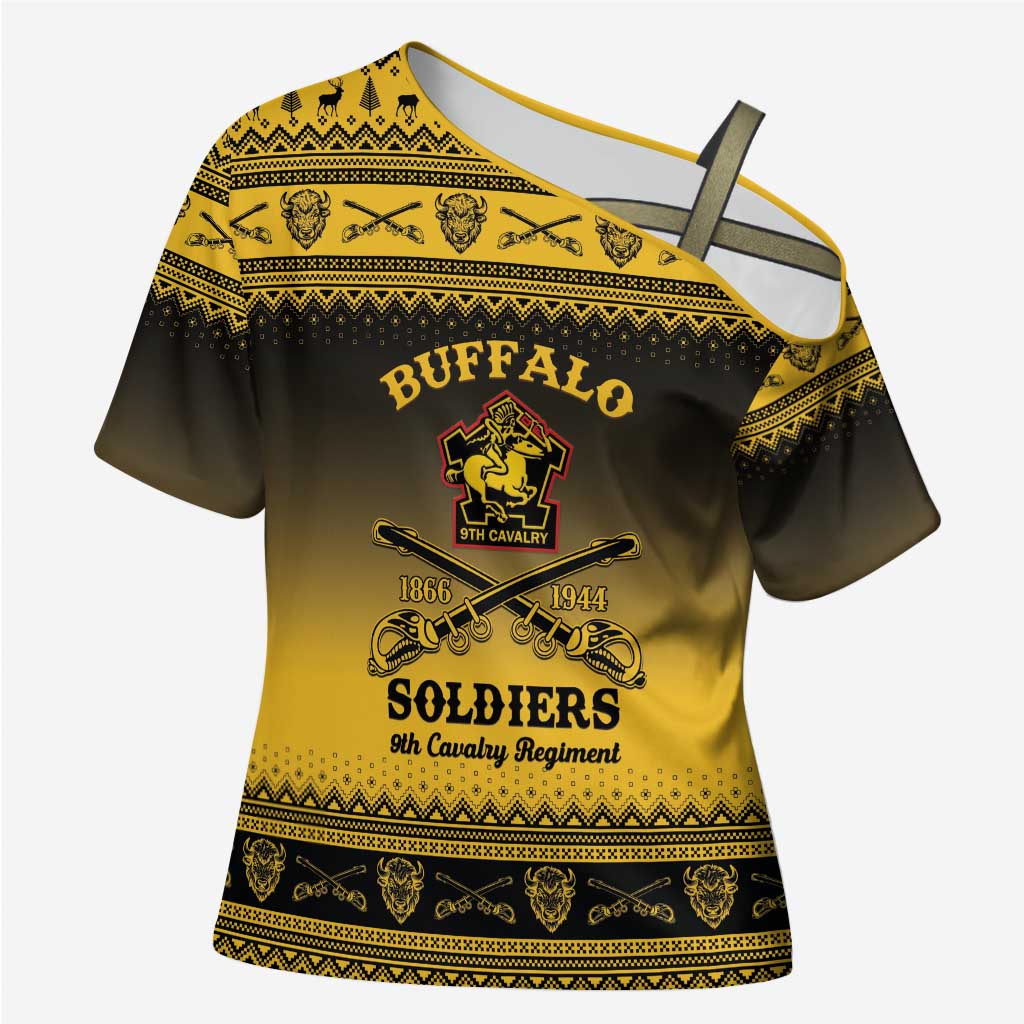 Buffalo Soldiers Christmas Cross Shoulder Shirt 9th Cavalry Regiment