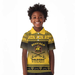 Afro Christmas Buffalo Soldiers Kid Polo Shirt 9th Cavalry Regiment - African Pride