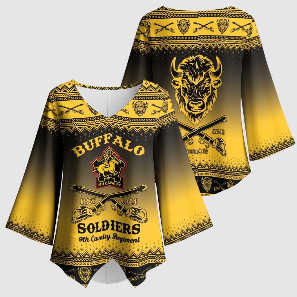 Buffalo Soldiers Christmas Kimono Sleeve Blouse 9th Cavalry Regiment