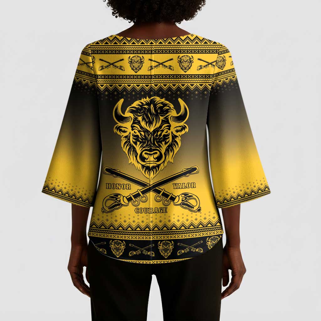 Buffalo Soldiers Christmas Kimono Sleeve Blouse 9th Cavalry Regiment