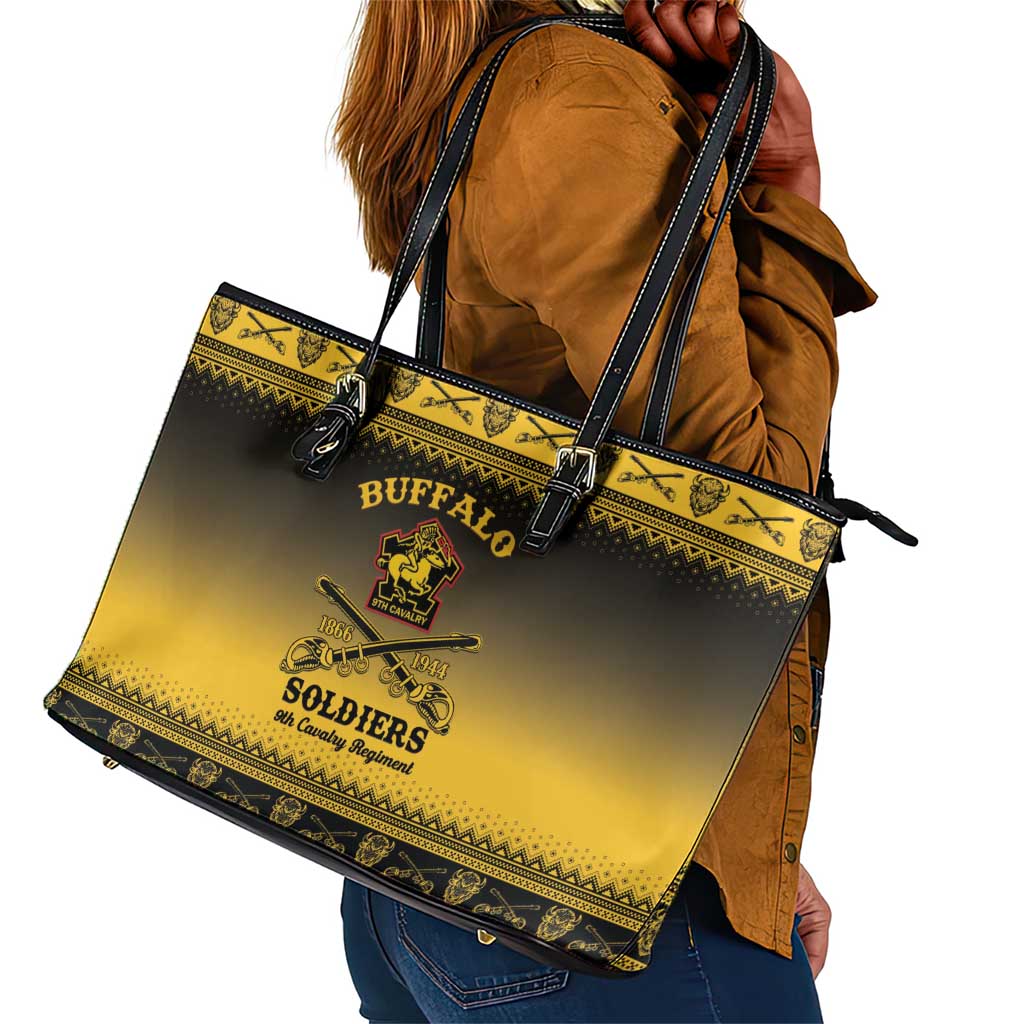 Afro Christmas Buffalo Soldiers Leather Tote Bag 9th Cavalry Regiment - African Pride