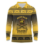 Afro Christmas Buffalo Soldiers Long Sleeve Polo Shirt 9th Cavalry Regiment - African Pride