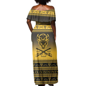 Afro Christmas Buffalo Soldiers Off Shoulder Maxi Dress 9th Cavalry Regiment - African Pride