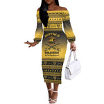 Afro Christmas Buffalo Soldiers Off The Shoulder Long Sleeve Dress 9th Cavalry Regiment - African Pride
