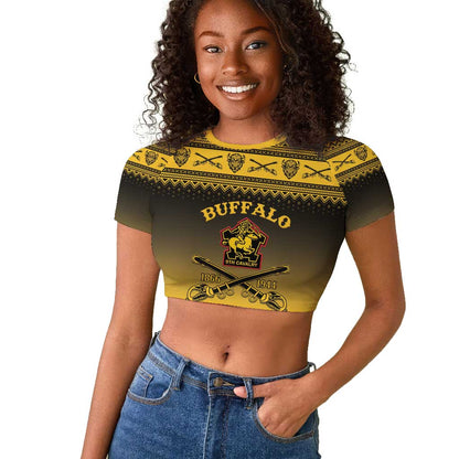 Afro Christmas Buffalo Soldiers Raglan Cropped T shirt 9th Cavalry Regiment - African Pride
