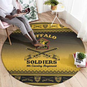 Afro Christmas Buffalo Soldiers Round Carpet 9th Cavalry Regiment - African Pride