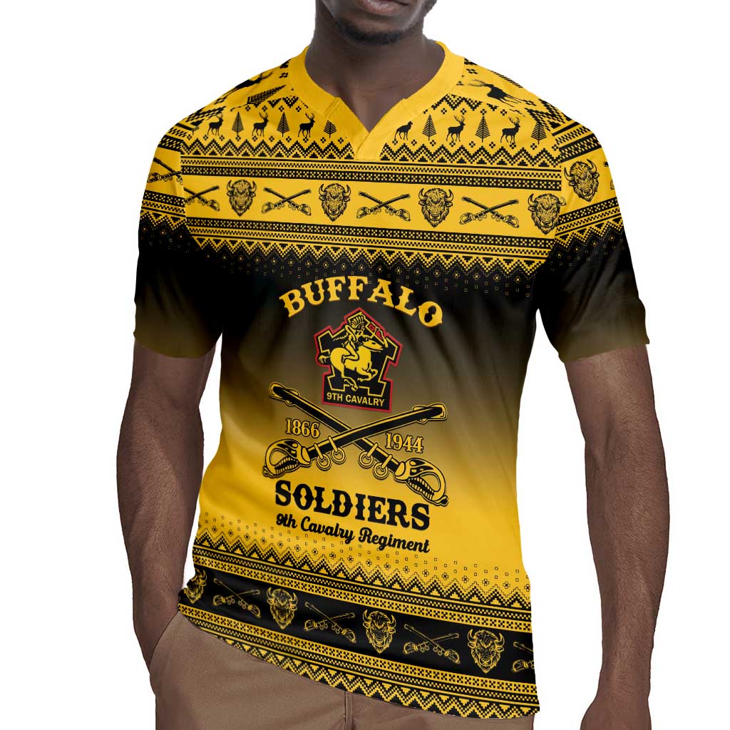 Afro Christmas Buffalo Soldiers Rugby Jersey 9th Cavalry Regiment - African Pride