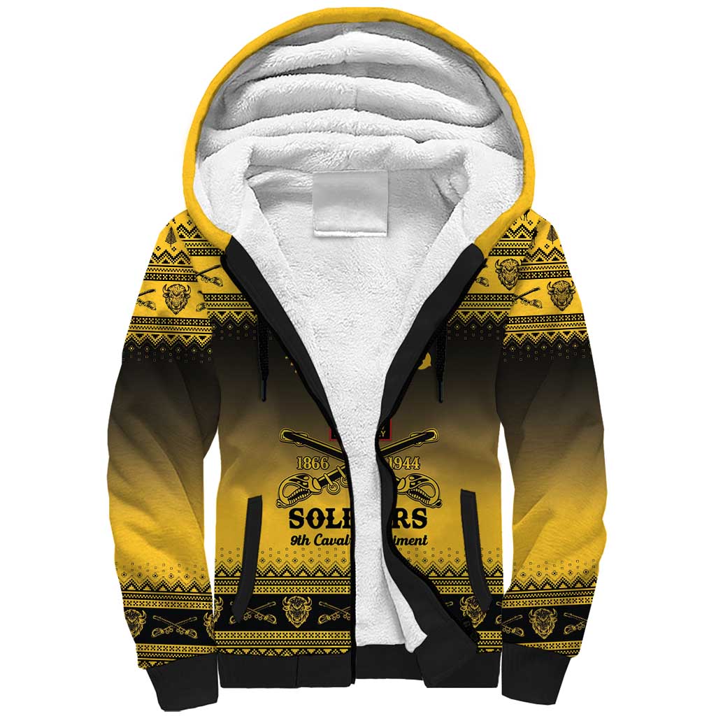 Afro Christmas Buffalo Soldiers Sherpa Hoodie 9th Cavalry Regiment - African Pride