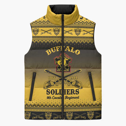 Buffalo Soldiers Christmas Sleeveless Puffer Jacket 9th Cavalry Regiment