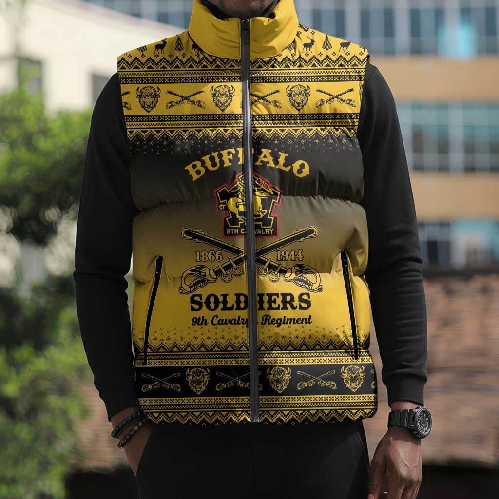 Buffalo Soldiers Christmas Sleeveless Puffer Jacket 9th Cavalry Regiment