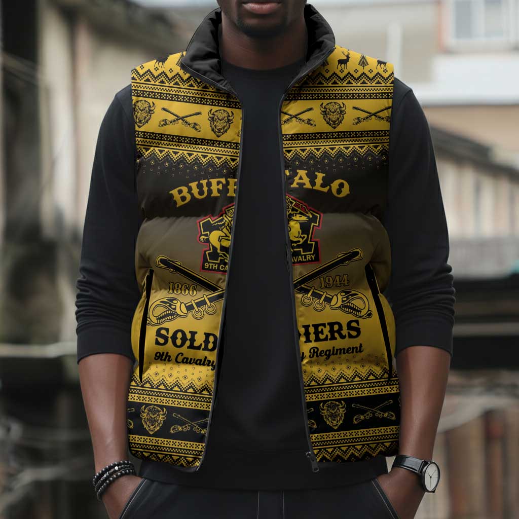Buffalo Soldiers Christmas Sleeveless Puffer Jacket 9th Cavalry Regiment