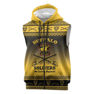 Afro Christmas Buffalo Soldiers Sleeveless Zip Hoodie 9th Cavalry Regiment - African Pride