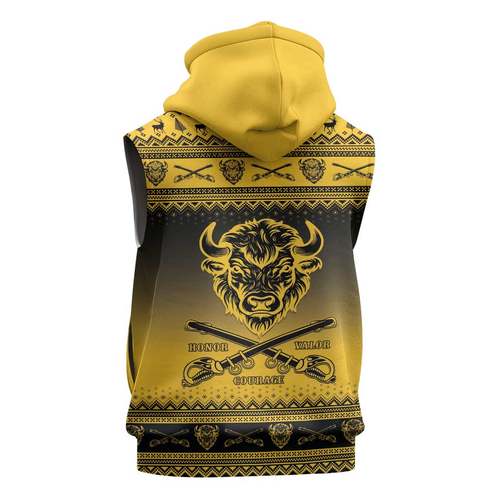 Afro Christmas Buffalo Soldiers Sleeveless Zip Hoodie 9th Cavalry Regiment - African Pride