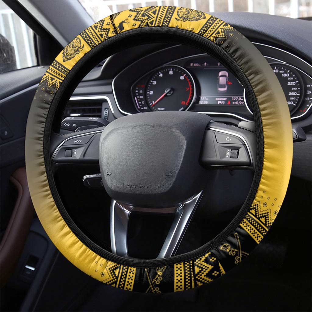 Afro Christmas Buffalo Soldiers Steering Wheel Cover 9th Cavalry Regiment - African Pride