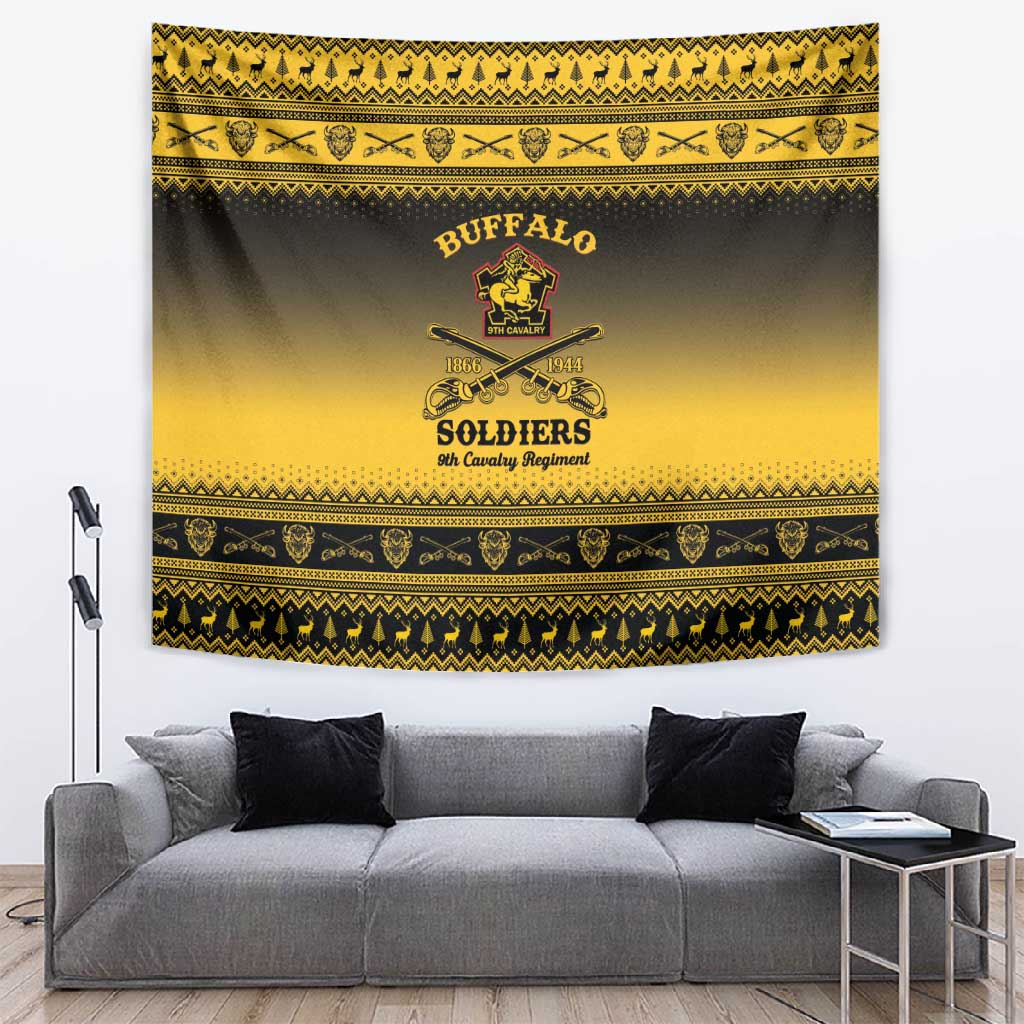 Afro Christmas Buffalo Soldiers Tapestry 9th Cavalry Regiment - African Pride