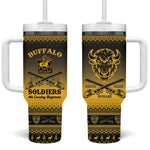 Afro Christmas Buffalo Soldiers Tumbler With Handle 9th Cavalry Regiment - African Pride