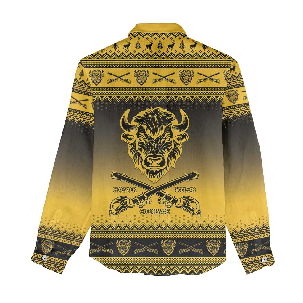 Afro Christmas Buffalo Soldiers Women Casual Shirt 9th Cavalry Regiment - African Pride