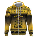 Afro Christmas Buffalo Soldiers Zip Hoodie 9th Cavalry Regiment - African Pride