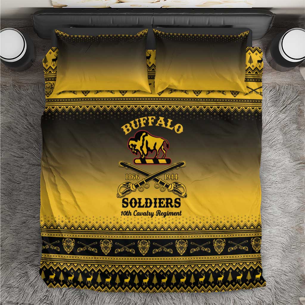 Afro Christmas Buffalo Soldiers Bedding Set 10th Cavalry Regiment - African Pride