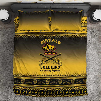 Afro Christmas Buffalo Soldiers Bedding Set 10th Cavalry Regiment - African Pride