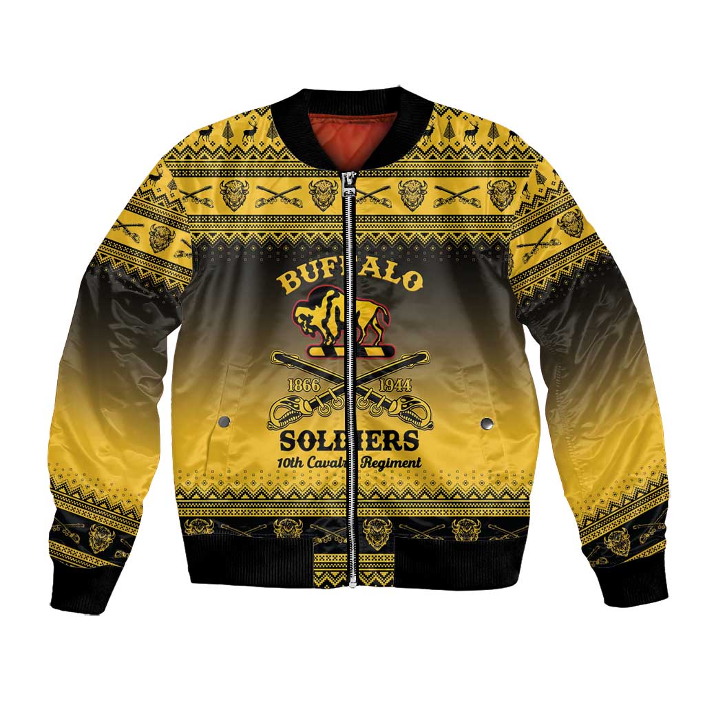 Afro Christmas Buffalo Soldiers Bomber Jacket 10th Cavalry Regiment - African Pride