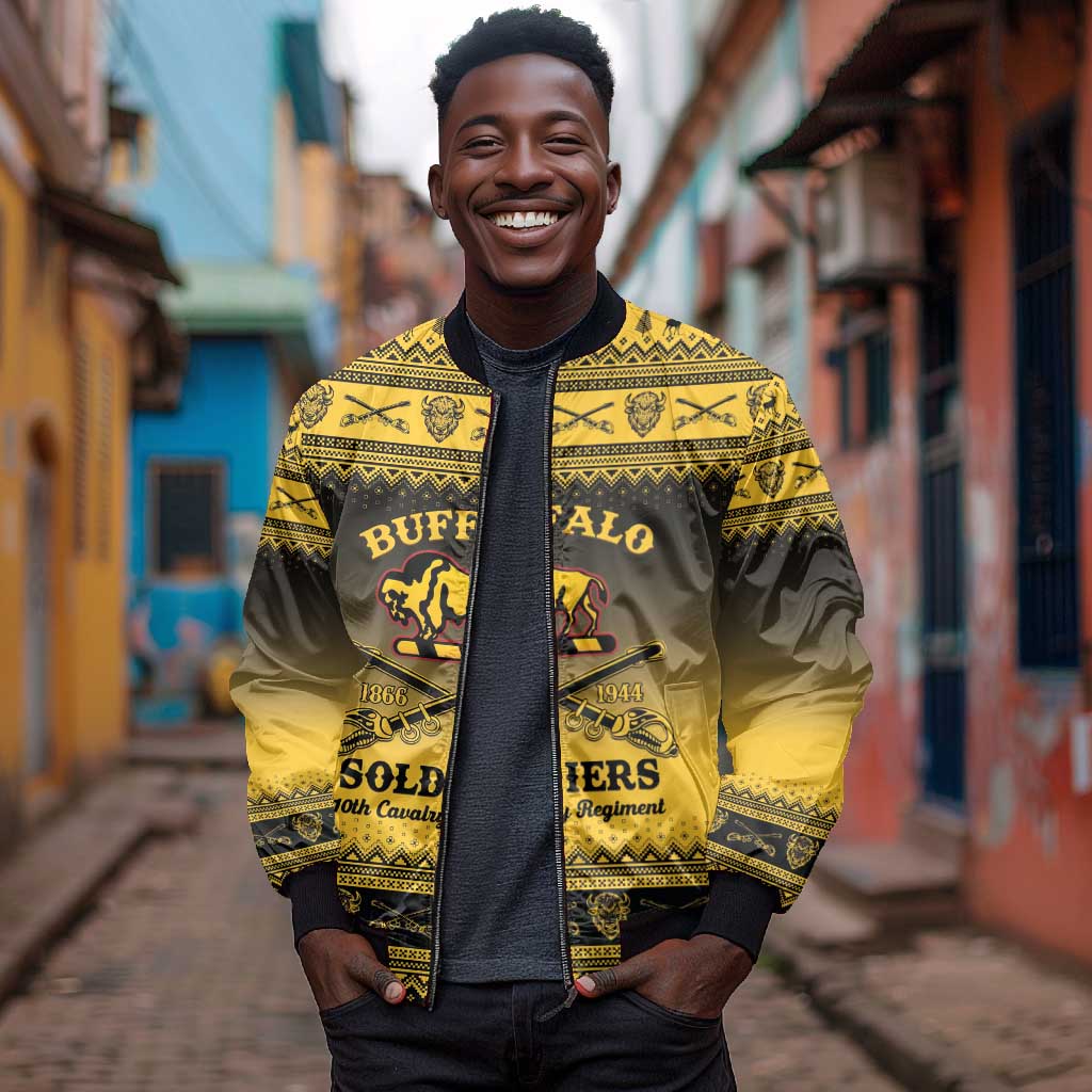 Afro Christmas Buffalo Soldiers Bomber Jacket 10th Cavalry Regiment - African Pride