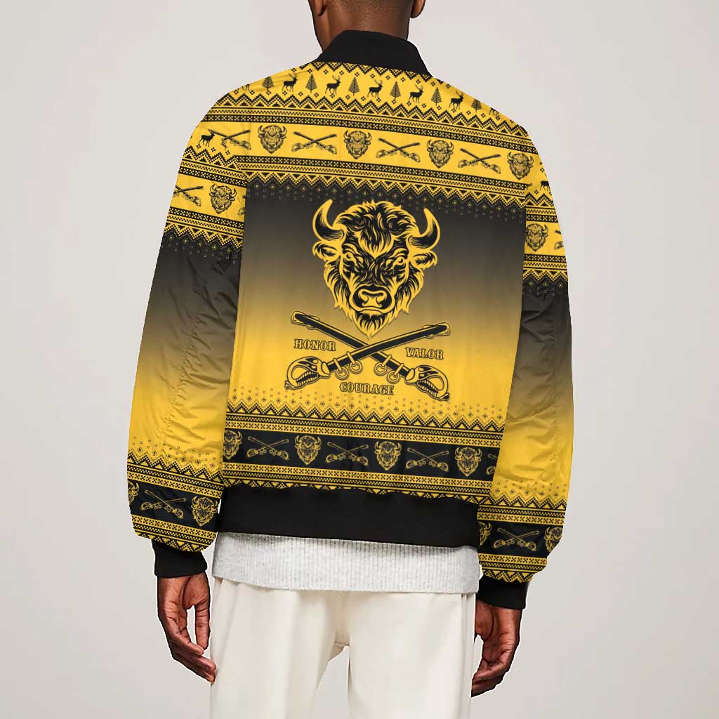 Afro Christmas Buffalo Soldiers Bomber Jacket 10th Cavalry Regiment - African Pride