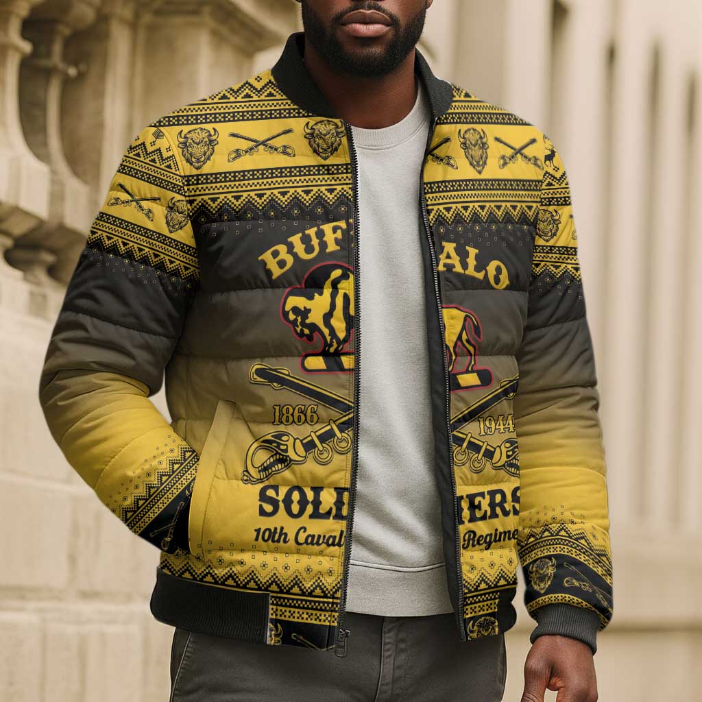 Buffalo Soldiers Christmas Bomber Puffer Jacket 10th Cavalry Regiment