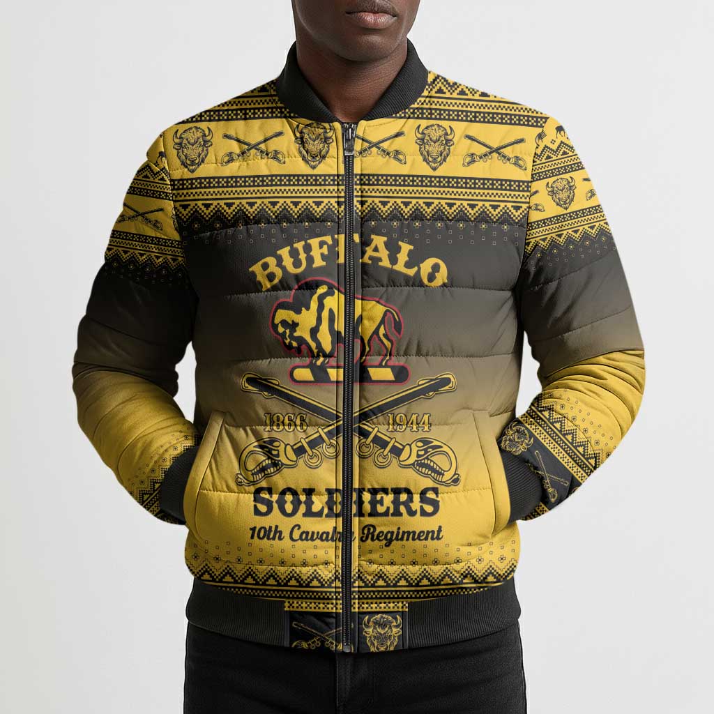 Buffalo Soldiers Christmas Bomber Puffer Jacket 10th Cavalry Regiment