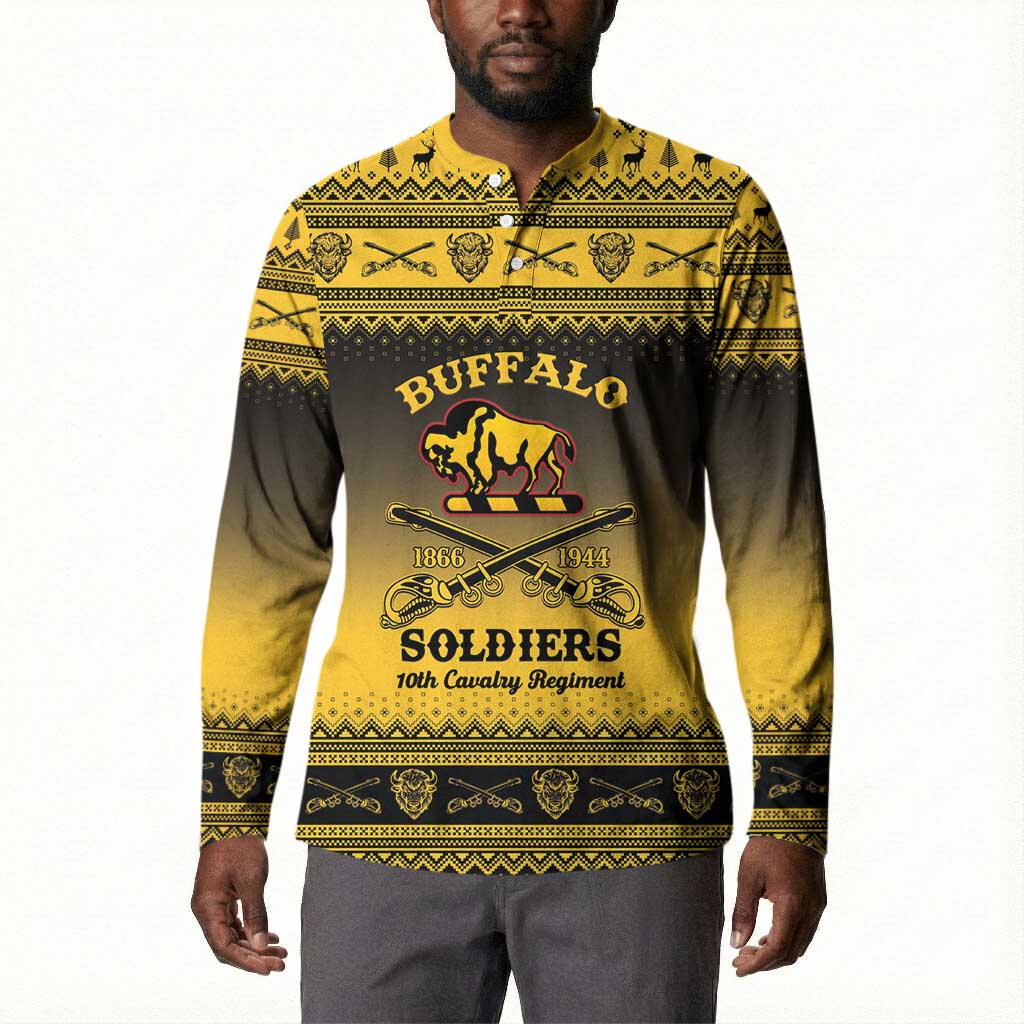 Buffalo Soldiers Christmas Button Sweatshirt 10th Cavalry Regiment