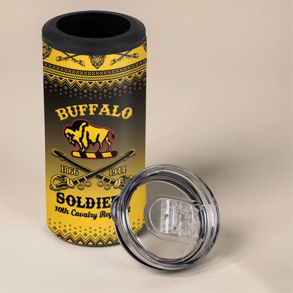 Afro Christmas Buffalo Soldiers 4 in 1 Can Cooler Tumbler 10th Cavalry Regiment - African Pride