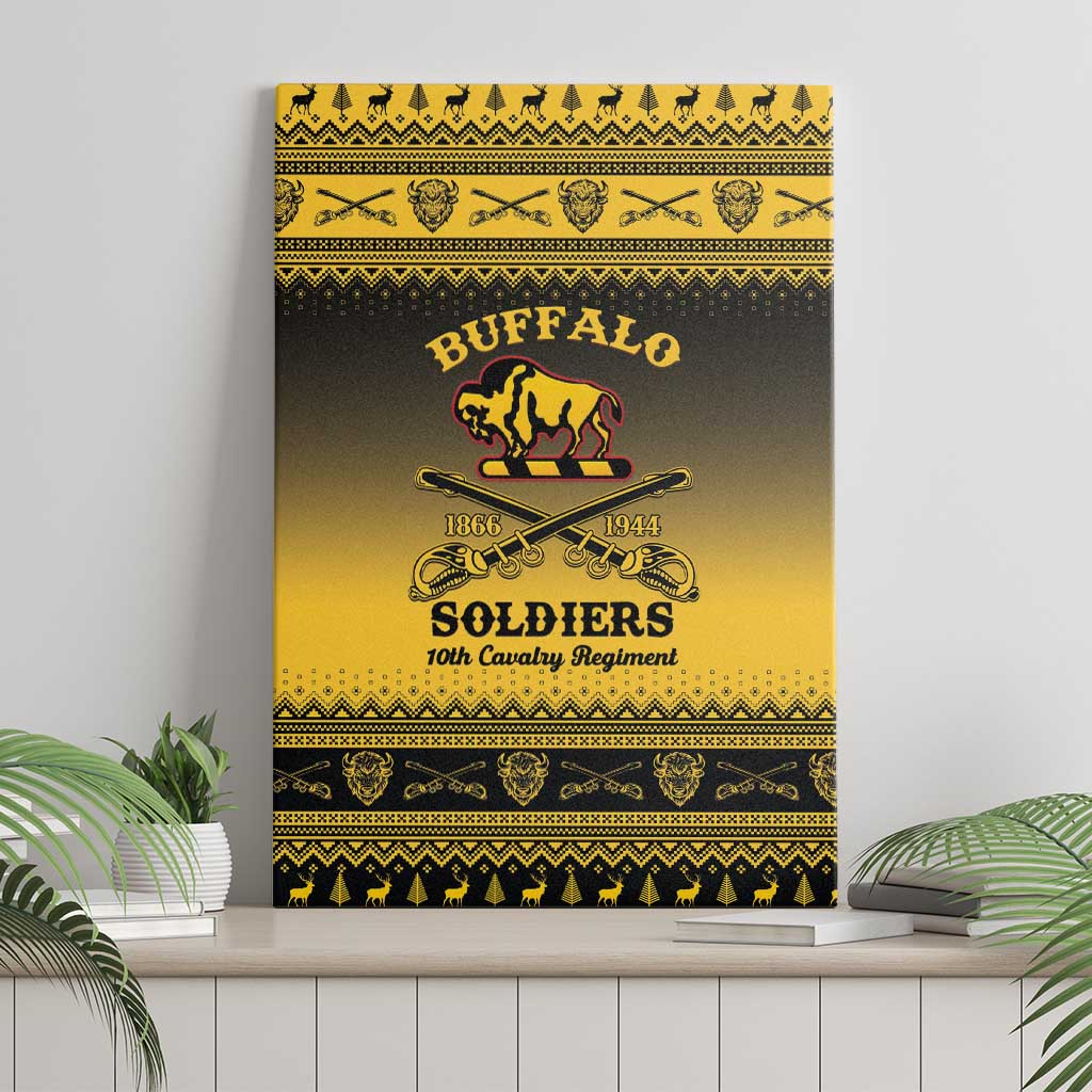 Afro Christmas Buffalo Soldiers Canvas Wall Art 10th Cavalry Regiment - African Pride