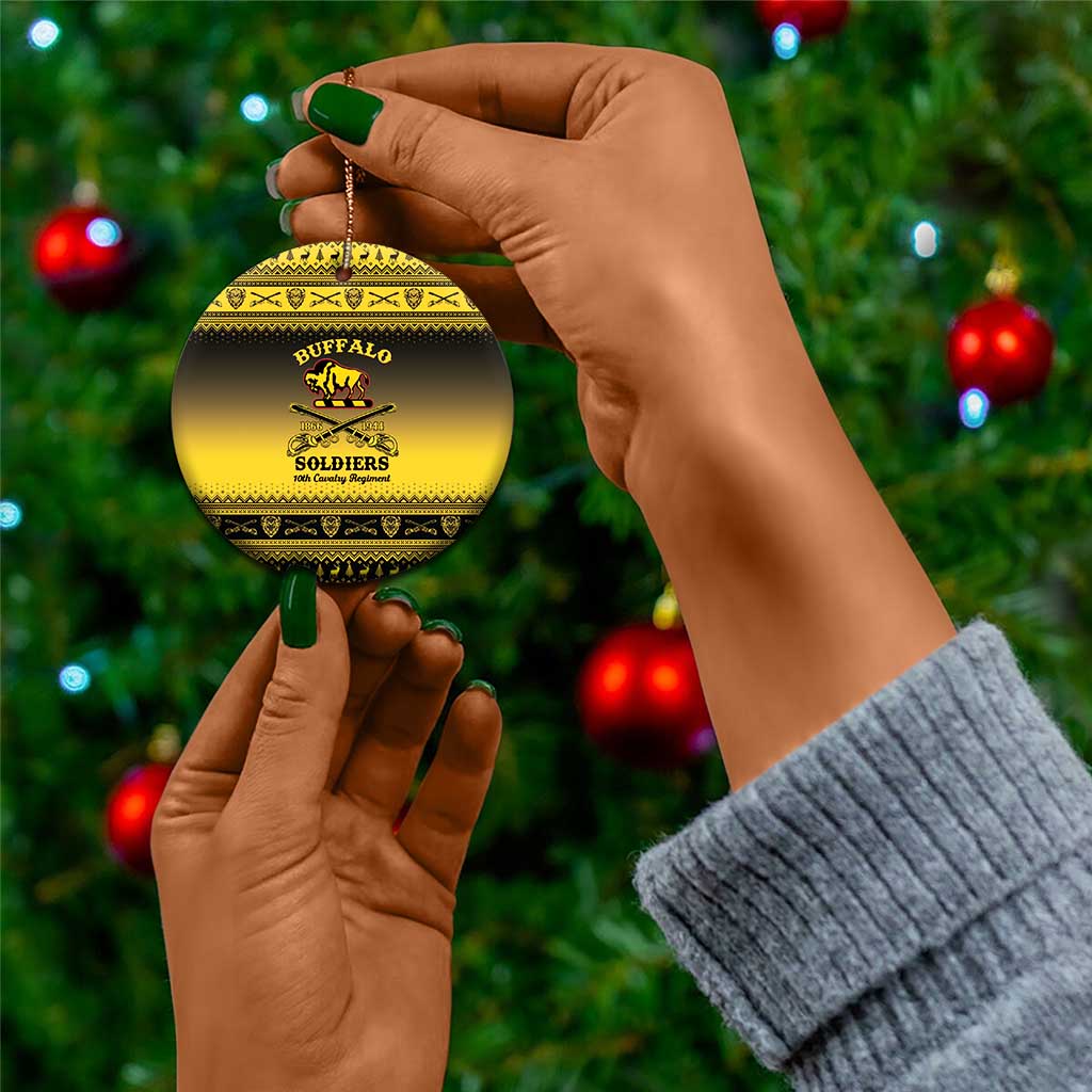 Afro Christmas Buffalo Soldiers Ceramic Ornament 10th Cavalry Regiment - African Pride