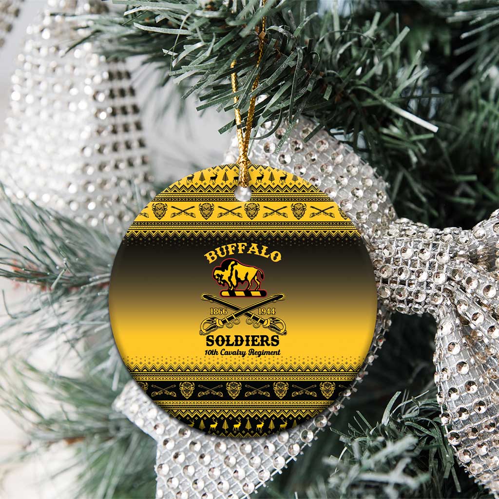 Afro Christmas Buffalo Soldiers Ceramic Ornament 10th Cavalry Regiment - African Pride