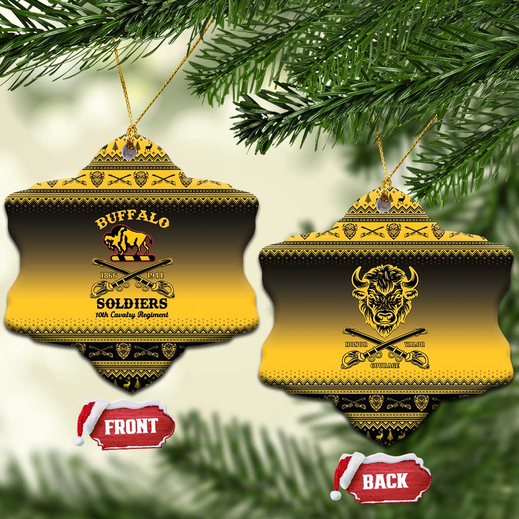 Afro Christmas Buffalo Soldiers Ceramic Ornament 10th Cavalry Regiment - African Pride