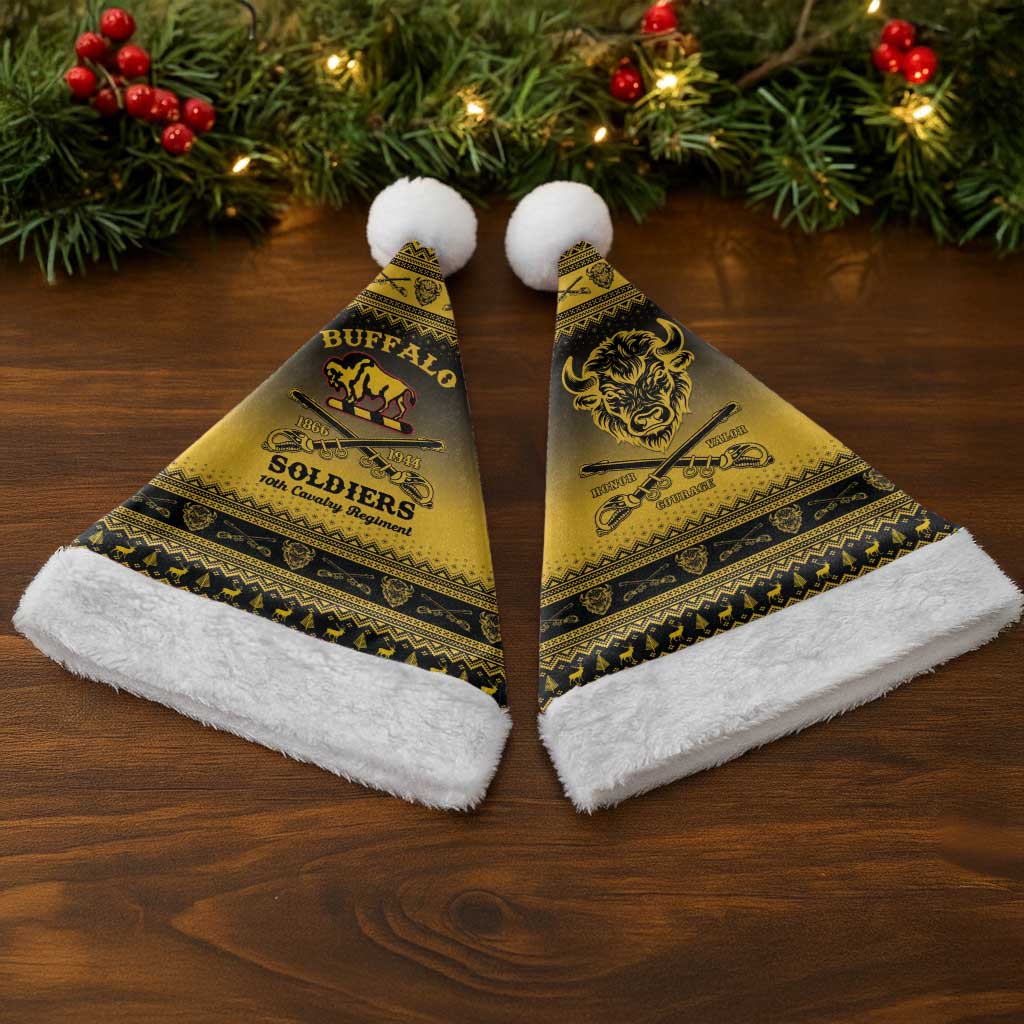 Afro Christmas Buffalo Soldiers Christmas Santa Hat 10th Cavalry Regiment - African Pride