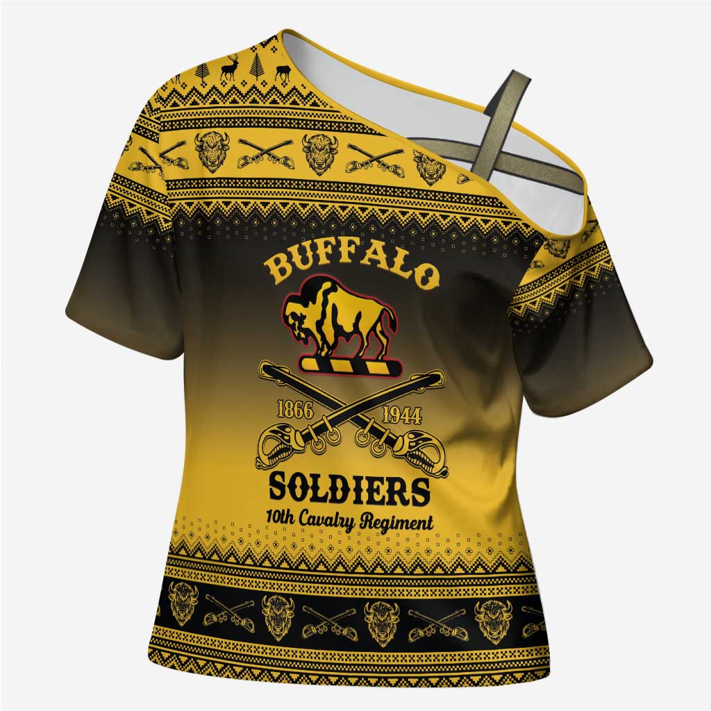 Buffalo Soldiers Christmas Cross Shoulder Shirt 10th Cavalry Regiment