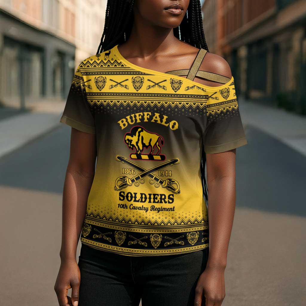 Buffalo Soldiers Christmas Cross Shoulder Shirt 10th Cavalry Regiment