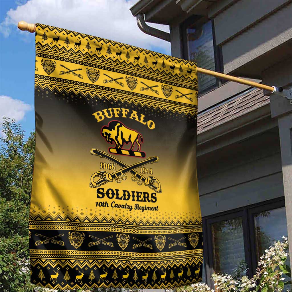 Afro Christmas Buffalo Soldiers Garden Flag 10th Cavalry Regiment - African Pride