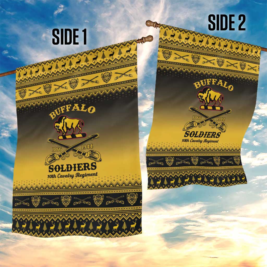 Afro Christmas Buffalo Soldiers Garden Flag 10th Cavalry Regiment - African Pride
