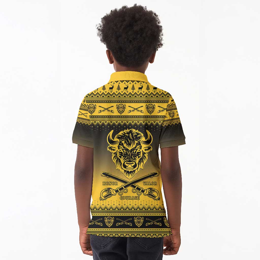 Afro Christmas Buffalo Soldiers Kid Polo Shirt 10th Cavalry Regiment - African Pride