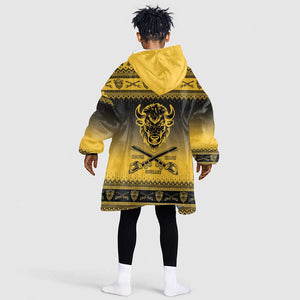 Afro Christmas Buffalo Soldiers Kid Wearable Blanket Hoodie 10th Cavalry Regiment - African Pride