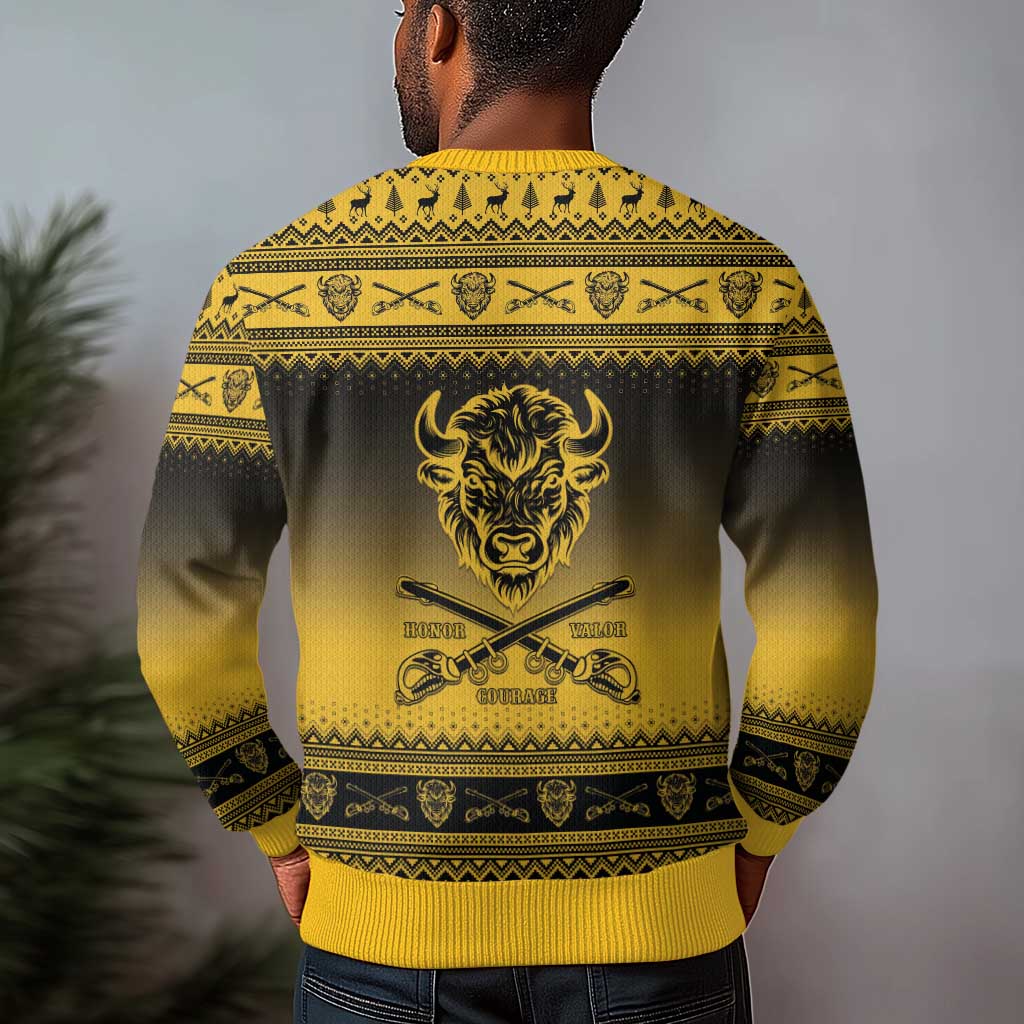Afro Christmas Buffalo Soldiers Ugly Christmas Sweater 10th Cavalry Regiment - African Pride
