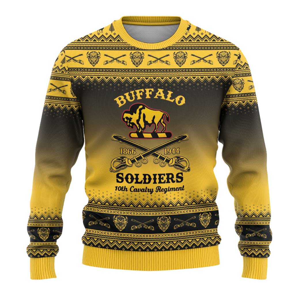 Afro Christmas Buffalo Soldiers Ugly Christmas Sweater 10th Cavalry Regiment - African Pride