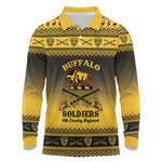 Afro Christmas Buffalo Soldiers Long Sleeve Polo Shirt 10th Cavalry Regiment - African Pride