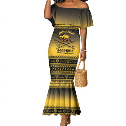 Afro Christmas Buffalo Soldiers Mermaid Dress 10th Cavalry Regiment - African Pride