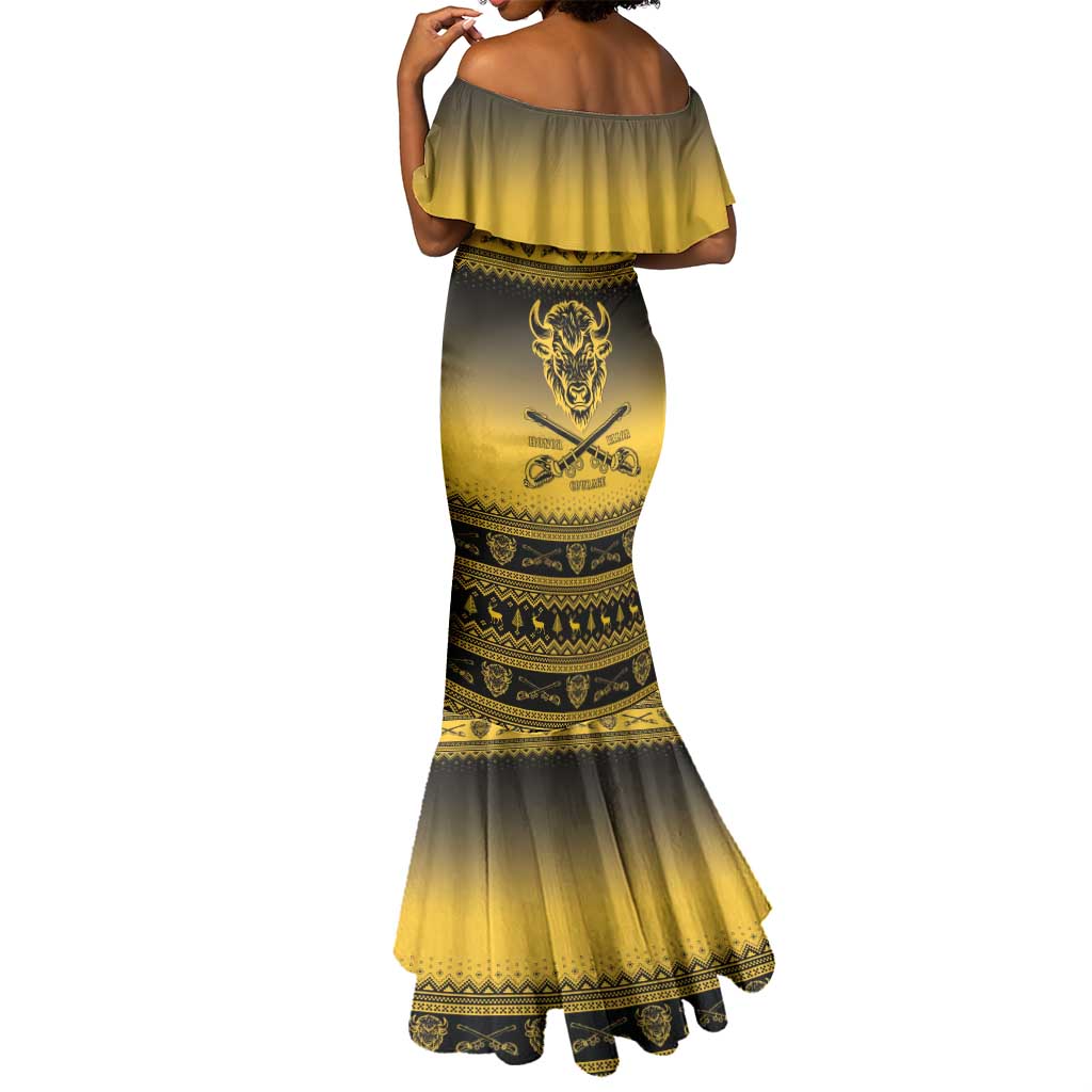 Afro Christmas Buffalo Soldiers Mermaid Dress 10th Cavalry Regiment - African Pride