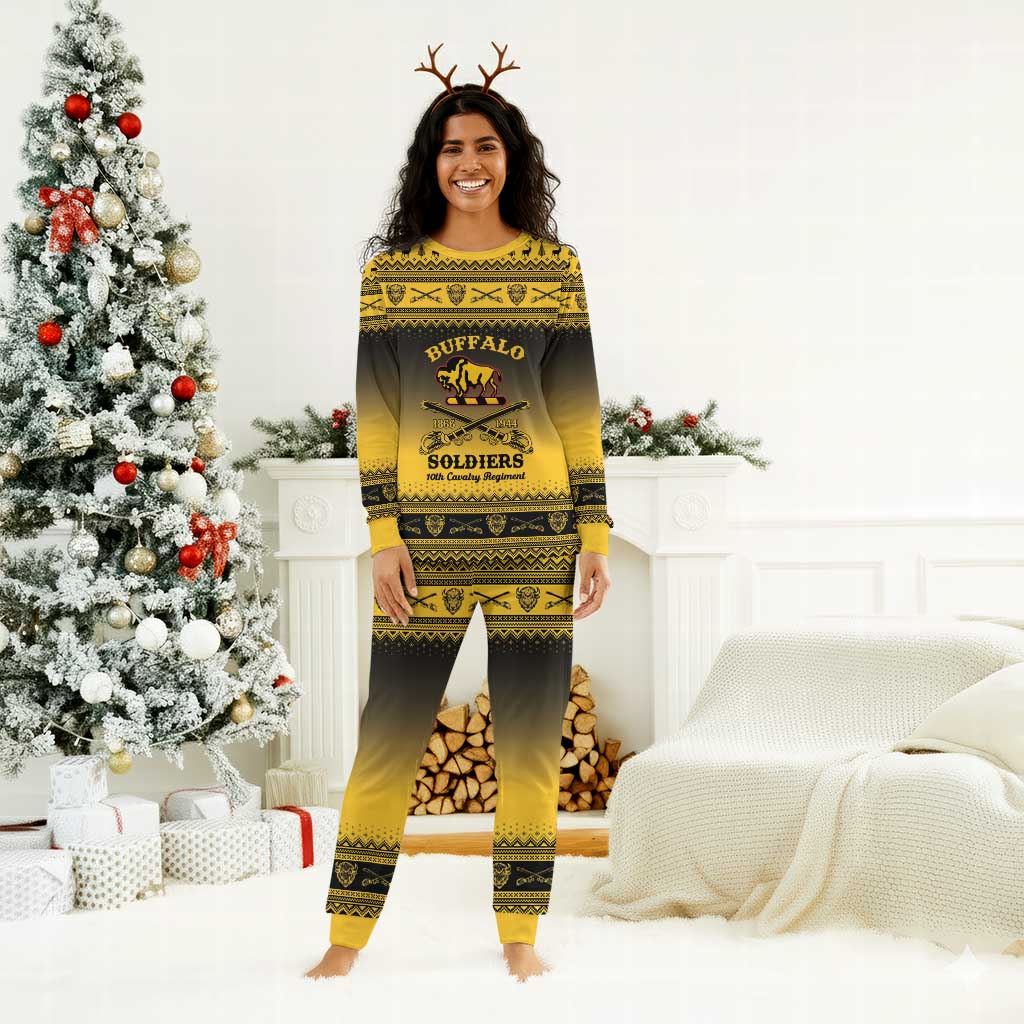 Afro Christmas Buffalo Soldiers Christmas Pajama Set 10th Cavalry Regiment - African Pride